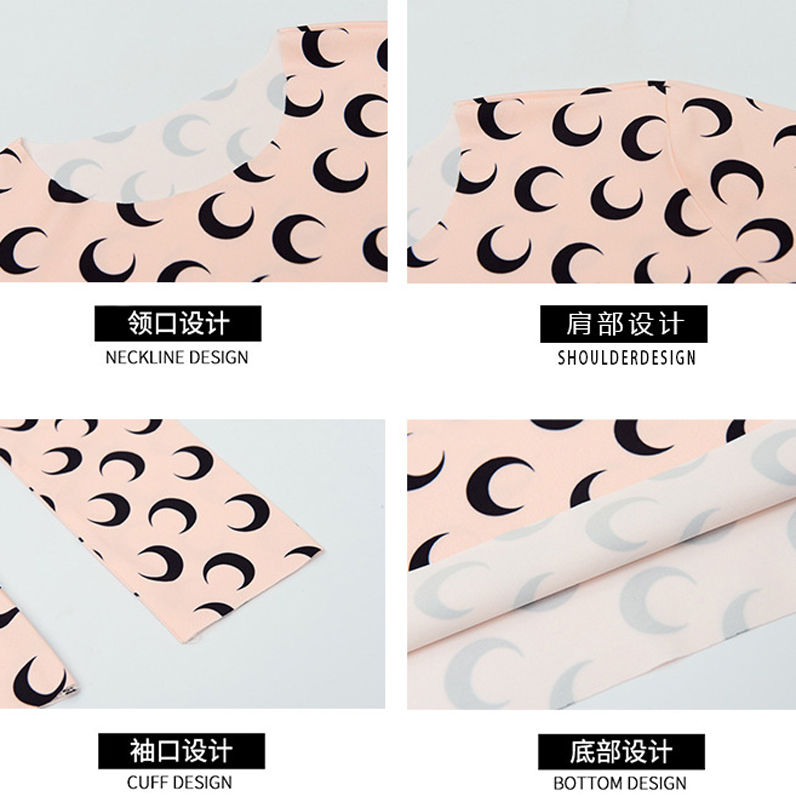 Marine Serreスタイル!月柄模様ロゴプリントムーンストレッチジャージー長袖Tシャツトップス!